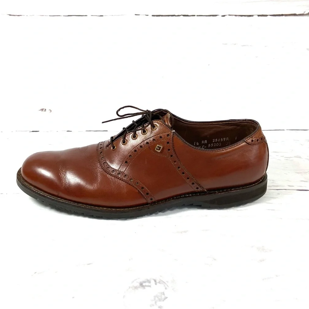 Vintage Footjoy Classics Mens Oxfords Brown Leather Size 14 AA  Made In USA‎